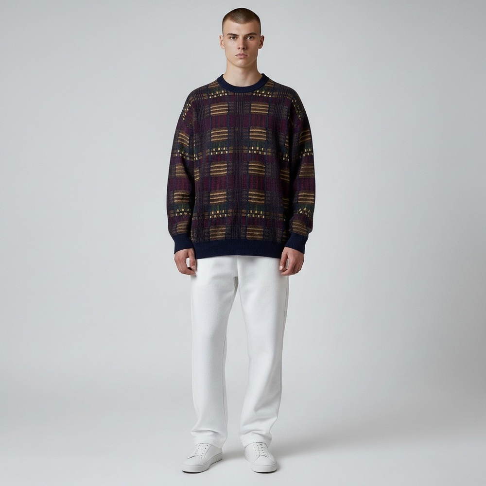 Vintage Northern Isles Men’s Knit Sweater XXL‎ Geometric Pattern 90s Style